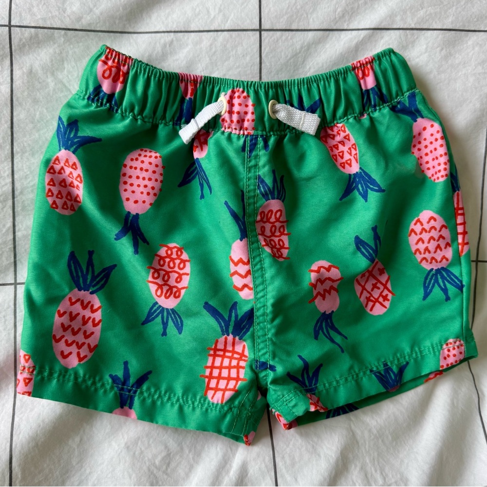 Sweet Pink Pineapple Woven Baby Swim Trunks